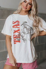 White TEXAS Cowboy Printed Western Fashion T Shirt Graphic Tees JT's Designer Fashion