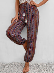 Tassel Printed High Waist Pants Pants & Culotte JT's Designer Fashion