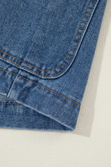 Sail Blue Side Pockets Lapel Collar Denim Jacket Denim Jackets JT's Designer Fashion