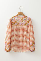 Multicolour Boho Floral Mixed Print Puff Sleeve Shirt Blouses & Shirts JT's Designer Fashion