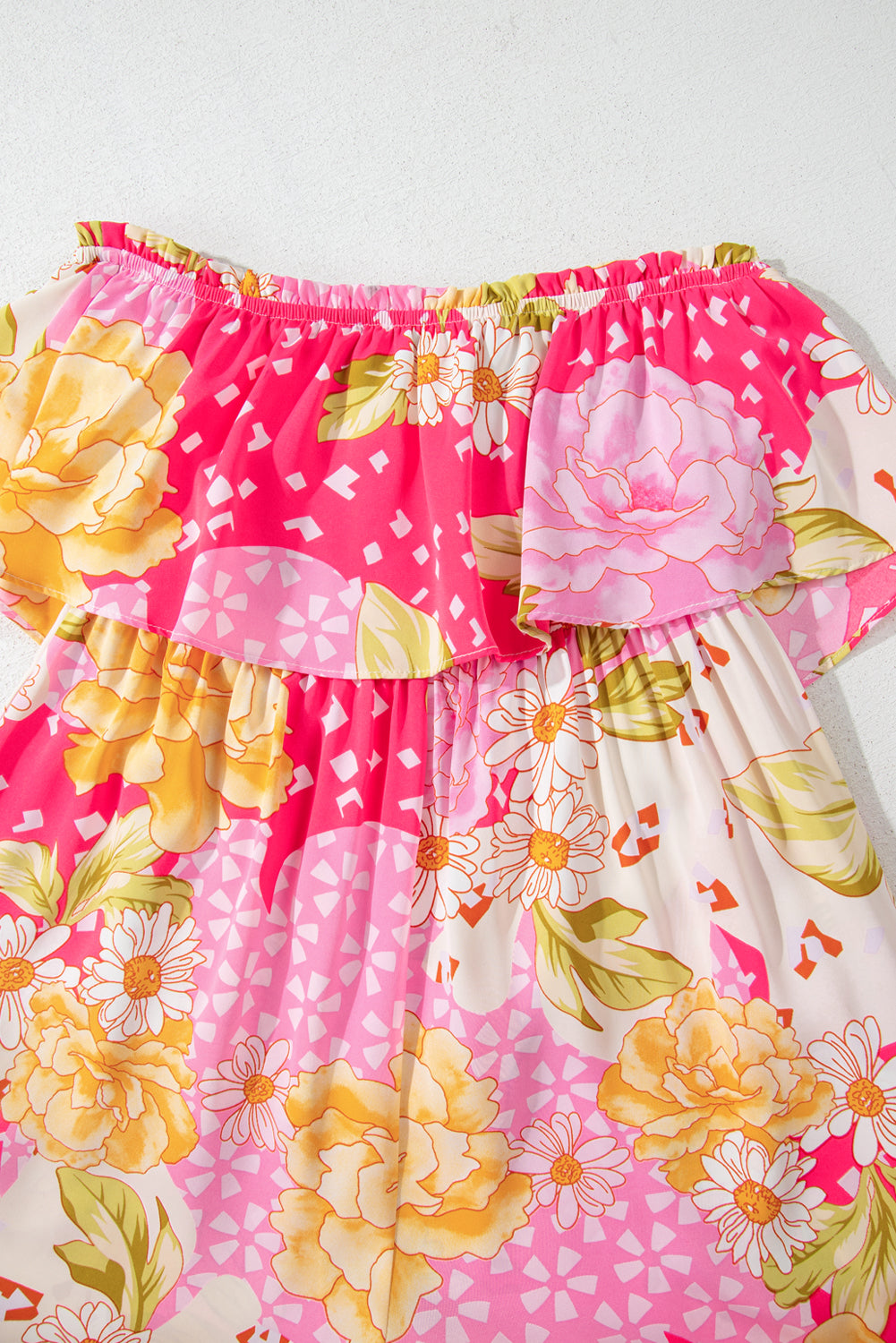 Multicolour Floral Print Ruffled High Waist Tube Top Loose Jumpsuit Jumpsuits & Rompers JT's Designer Fashion