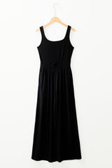 Black Peekaboo Wide Leg Square Neck Sleeveless Jumpsuit Jumpsuits & Rompers JT's Designer Fashion