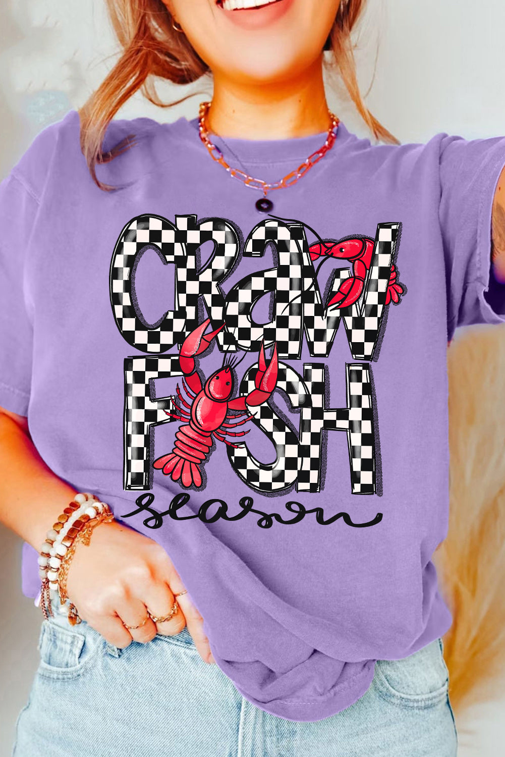 Wisteria Craw Fish Season Graphic Short Sleeve Top Graphic Tees JT's Designer Fashion