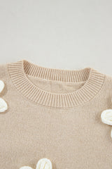Parchment Floral Crochet Chunky Knit Sweater Sweaters JT's Designer Fashion
