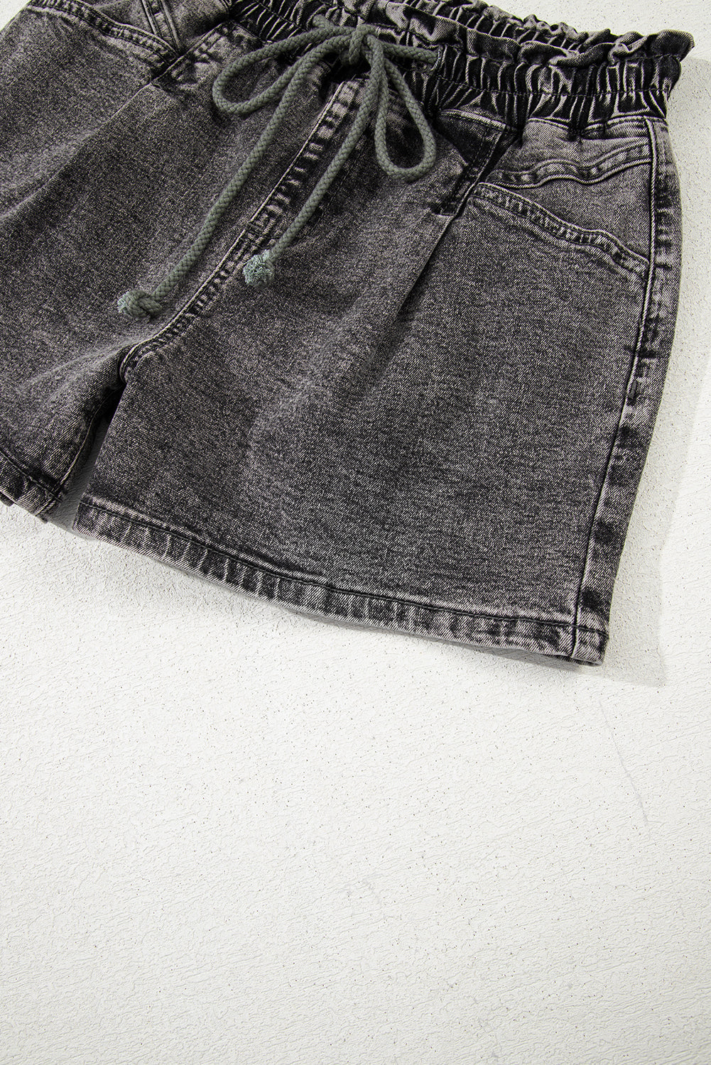 High-rise Drawstring High Waist Casual Denim Shorts with Pockets Denim Shorts JT's Designer Fashion