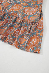 Orange Paisley Print Loose Fit Drawstring High Waist Mini Dress Mini Dresses JT's Designer Fashion