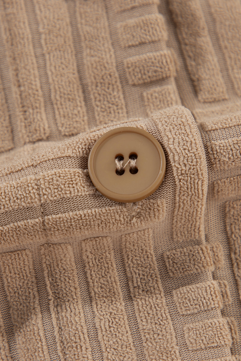 Dark Khaki Textured Chest Pocket Button-up Shacket Jackets JT's Designer Fashion