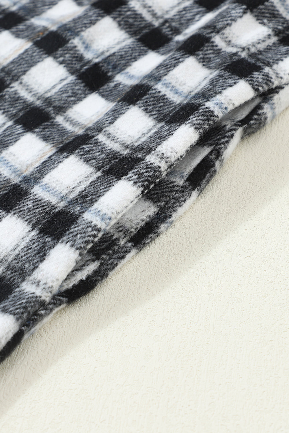 Black Plaid Print Chest Pockets Buttoned Tunic Shacket Plaid Shackets JT's Designer Fashion