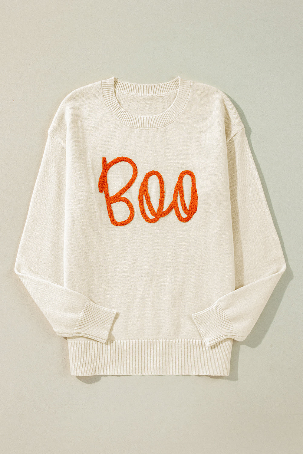 Apricot Boo Knitted Pattern Ribbed Edge Drop Shoulder Sweater Sweaters JT's Designer Fashion