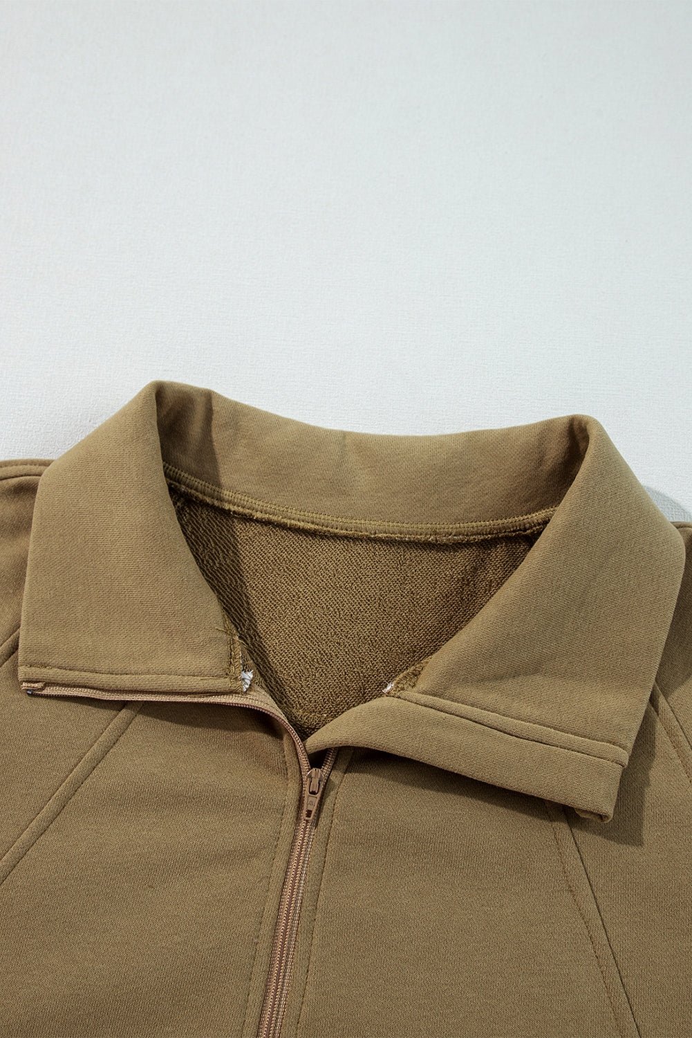 Brown Quarter Zip Stand Neck Kangaroo Pocket Sweatshirt Sweatshirts & Hoodies JT's Designer Fashion