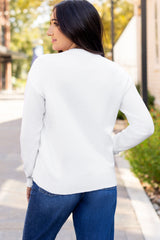 White Thankful Ivory Embroidered Sweater Sweaters JT's Designer Fashion