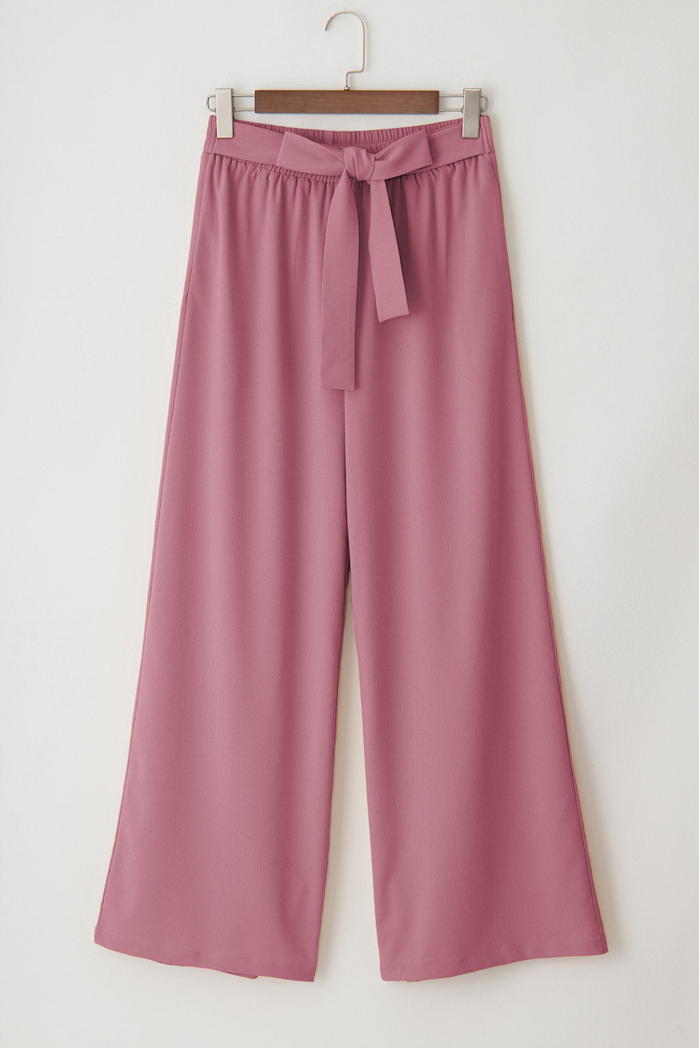 Rose Tan High Waisted Tie Front Side Pocket Wide Leg Flowy Casual Pants Pants & Culotte JT's Designer Fashion