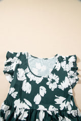 Floral Print Ruffle Sleeve Empire Waist Mini Dress Mini Dresses JT's Designer Fashion