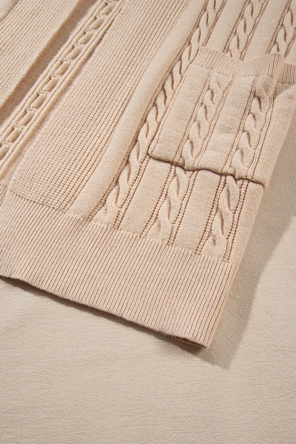 Parchment Oversize Chunky Cable Knit Open Front Midi-length Cardigan Cardigans JT's Designer Fashion