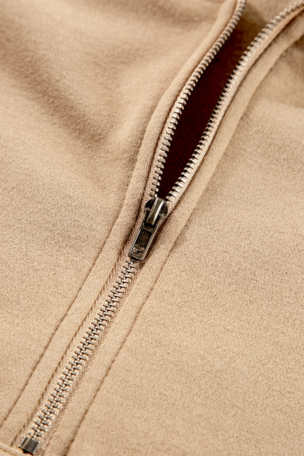 Parchment Fleece Lined Half Zipper Kangaroo Pockets Loose Hoodie Sweatshirts & Hoodies JT's Designer Fashion