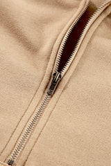 Parchment Fleece Lined Half Zipper Kangaroo Pockets Loose Hoodie Sweatshirts & Hoodies JT's Designer Fashion