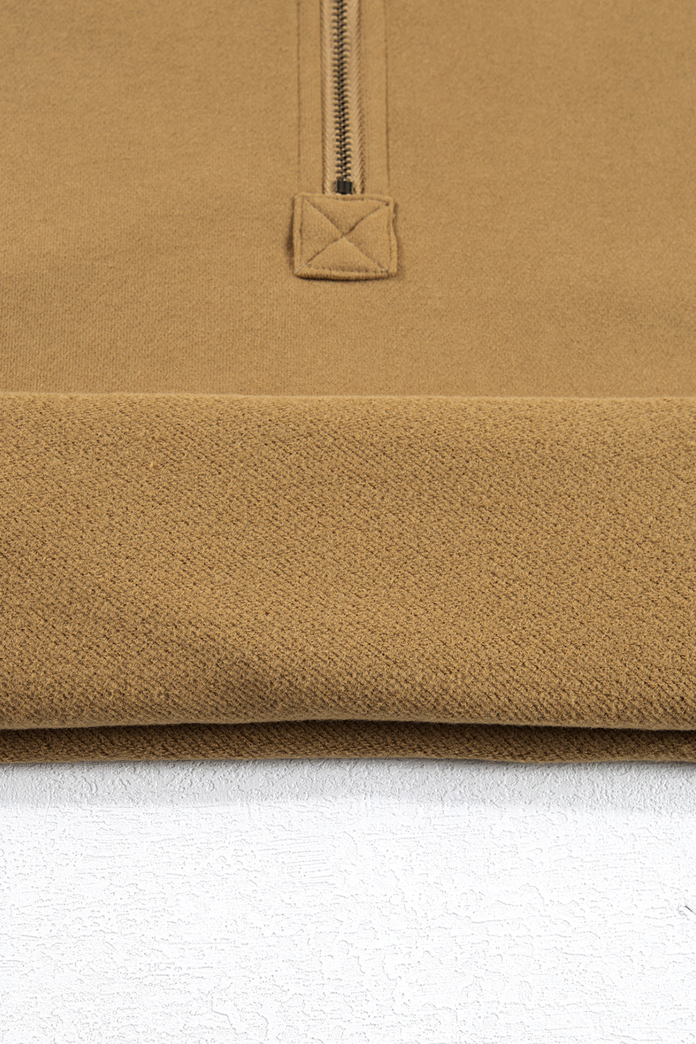 Brown Fleece Lined Half Zipper Kangaroo Pockets Loose Hoodie Sweatshirts & Hoodies JT's Designer Fashion