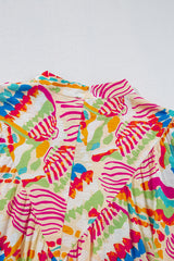 Orange Abstract Printed High Low Oversized Shirt Blouses & Shirts JT's Designer Fashion