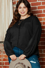 Black Pink Distressed Crinkle Patchwork Plus Size Top Plus Size JT's Designer Fashion