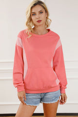 Contrast Patchwork Kangaroo Pocket Sweatshirt Sweatshirts & Hoodies JT's Designer Fashion