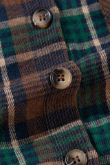 Brown Plaid Print Chest Pockets Buttoned Shirt Jacket Plaid Shackets JT's Designer Fashion