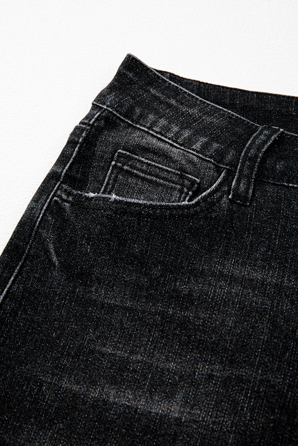 Carbon Grey Mineral Wash Raw Hem High Waist Flared Jeans Jeans JT's Designer Fashion
