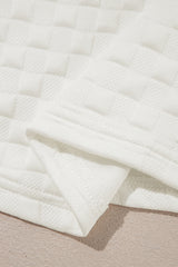 White Solid Color Checkered Texture Short 2pcs Outfit Short Sets JT's Designer Fashion