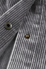 Gray Color Block Button Down Hooded Corduroy Jacket Jackets JT's Designer Fashion