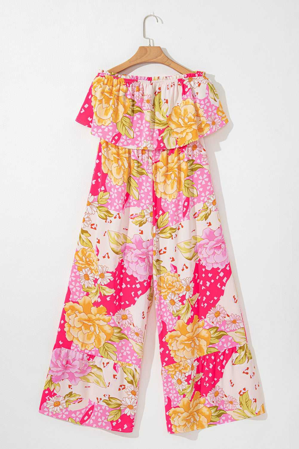 Multicolour Floral Print Ruffled High Waist Tube Top Loose Jumpsuit Jumpsuits & Rompers JT's Designer Fashion