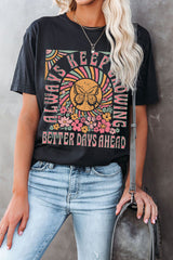 Black Always Keep Growing Butterfly Flower Crewneck Graphic Tee Graphic Tees JT's Designer Fashion