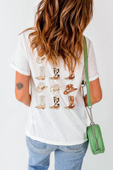 White Double-Side Cowboy Hat & Boots Graphic Tee Graphic Tees JT's Designer Fashion