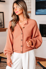 Apricot Pink Wide Rib Knit Button Front Dolman Sleeve Sweater Cardigan Cardigans JT's Designer Fashion