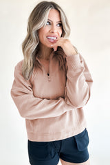 Smoke Gray Zipped Neck Pullover Drop Shoulder Sweatshirt Sweatshirts & Hoodies JT's Designer Fashion