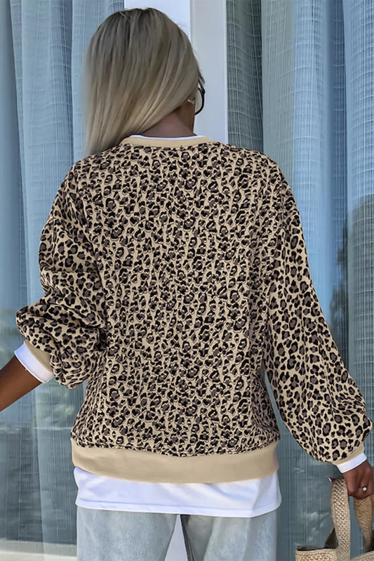 Parchment Leopard Print Crew Neck Sweatshirt Sweatshirts & Hoodies JT's Designer Fashion
