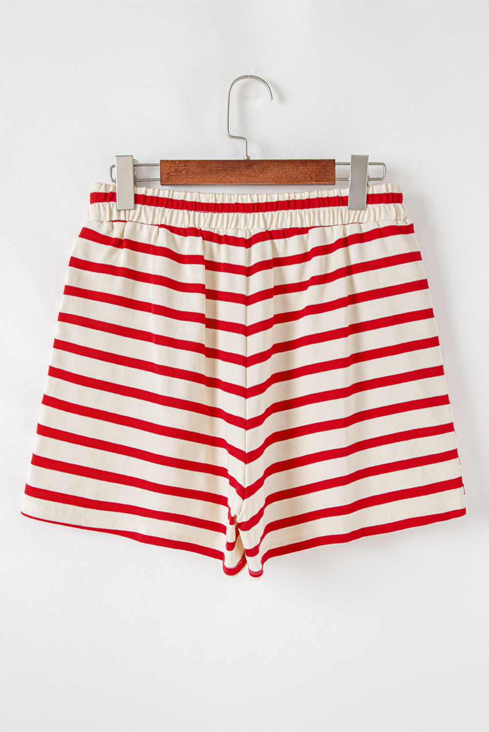 Red Stripe Lace-up Front Top and High Waist Shorts Set Short Sets JT's Designer Fashion