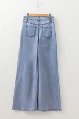 Beau Blue High Waist Button Zip Fly Bell Bottom Jeans Jeans JT's Designer Fashion
