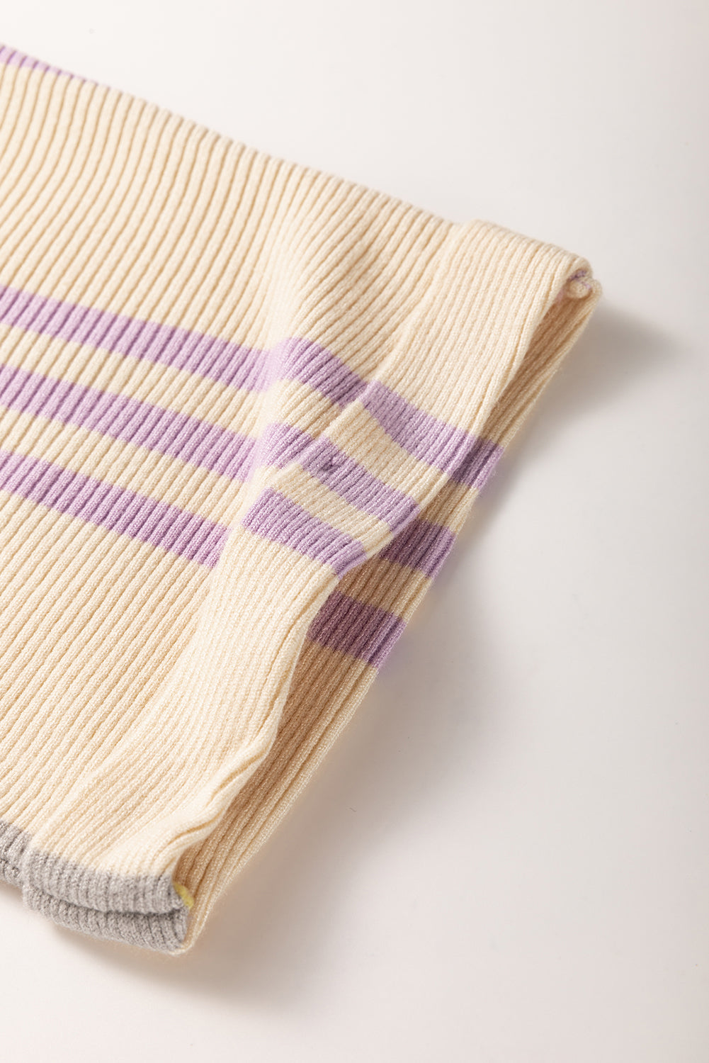 Purple Stripe Borderline Rib Knit Cuffed Dolman Sleeve Sweater Sweaters JT's Designer Fashion