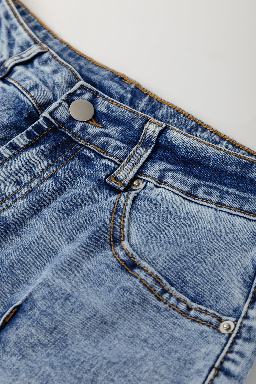 Myosotis Center Seam Cuffed Hem Straight High Waist Jeans Jeans JT's Designer Fashion