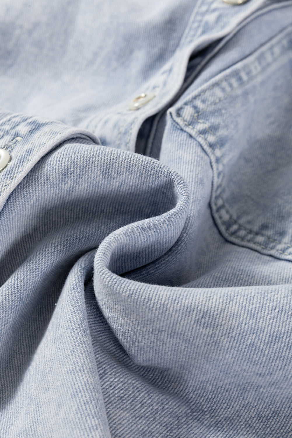 Beau Blue Long Sleeve Buttoned Chest Pocket Denim Shacket Denim Jackets JT's Designer Fashion