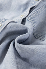 Beau Blue Long Sleeve Buttoned Chest Pocket Denim Shacket Denim Jackets JT's Designer Fashion