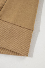 Camel Solid Fleece Lined Drop Shoulder High Low Sweatshirt Sweatshirts & Hoodies JT's Designer Fashion