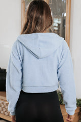 Beau Blue Cropped Sherpa Zip Up Hoodie Sweatshirts & Hoodies JT's Designer Fashion