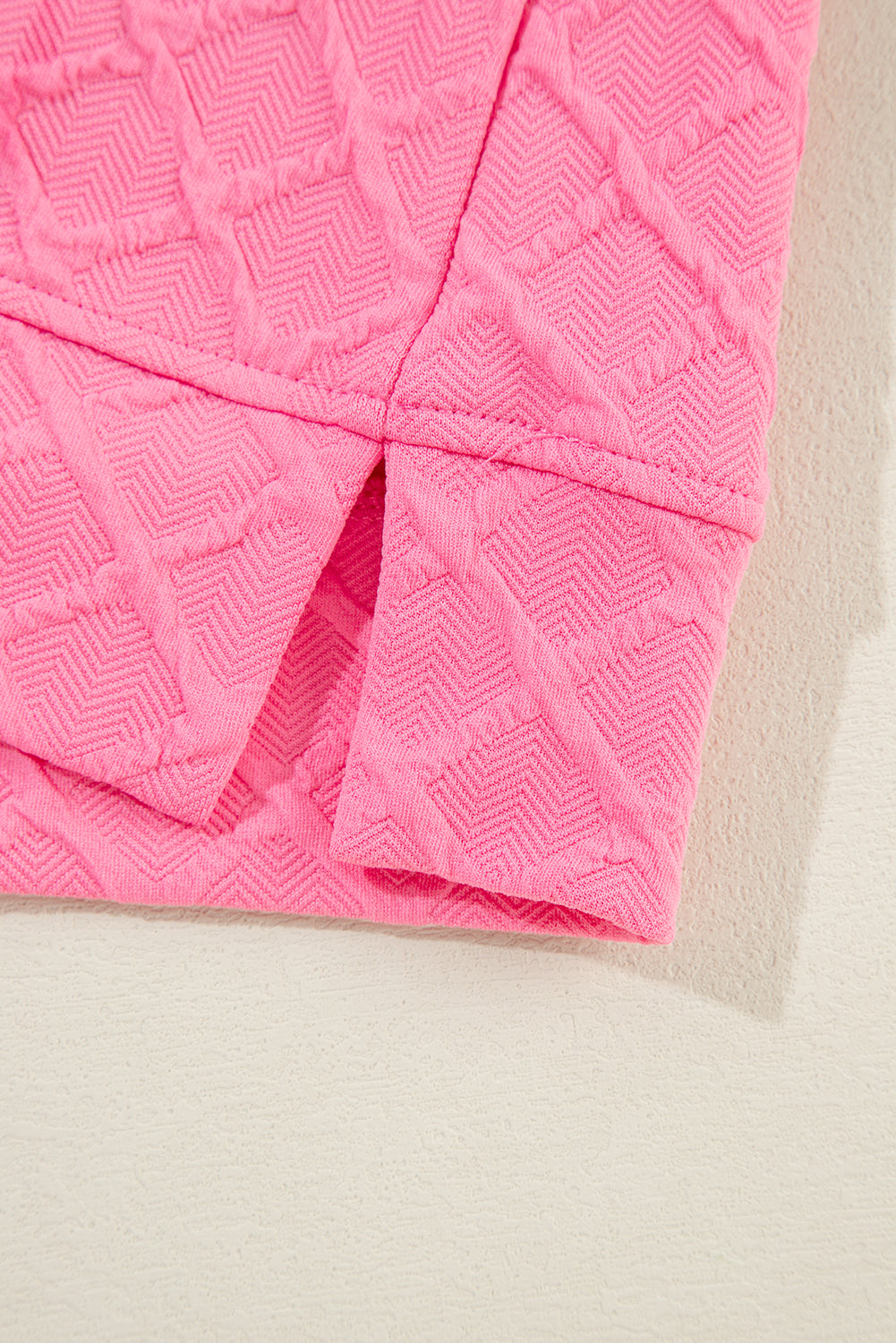 Sachet Pink Checkered Textured Tee and Drawstring Shorts Short Sets JT's Designer Fashion