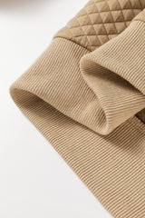 Pale Khaki Solid Geometric Textured Baseball Collar Jacket Jackets JT's Designer Fashion