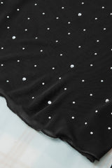 Black Rhinestone Sheer Mesh Slim Fit Long Sleeve Top Long Sleeve Tops JT's Designer Fashion