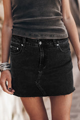 Carbon Grey Mineral Wash Ripped Raw Hem Denim Mini Skirt Carbon Grey 72%Cotton+26%Polyester+2%Elastane Skirts & Petticoat JT's Designer Fashion