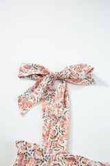 Orange Rose Floral Knotted Straps Tiered Babydoll Dress Floral Dresses JT's Designer Fashion