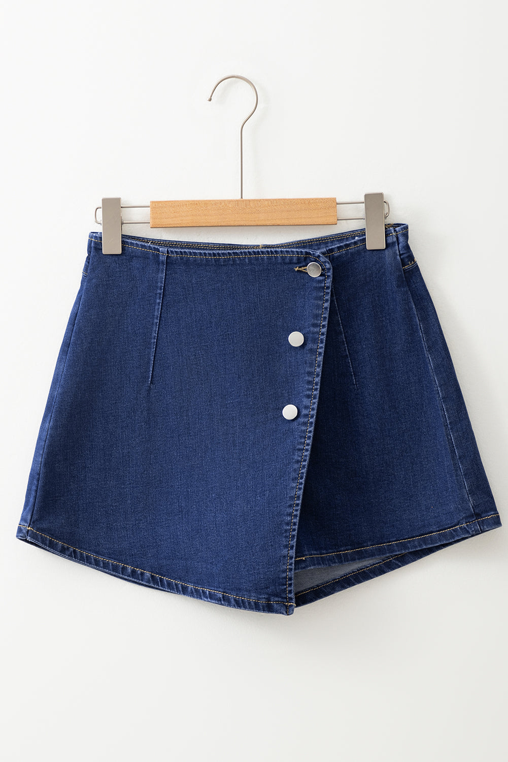 Bluing Asymmetric Wrapped Buttoned High Waist Denim Shorts Denim Shorts JT's Designer Fashion