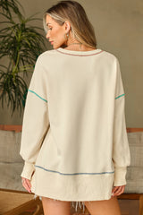 White Give Thanks to the LORD Graphic High Low Hem Loose Sweatshirt Graphic Sweatshirts JT's Designer Fashion