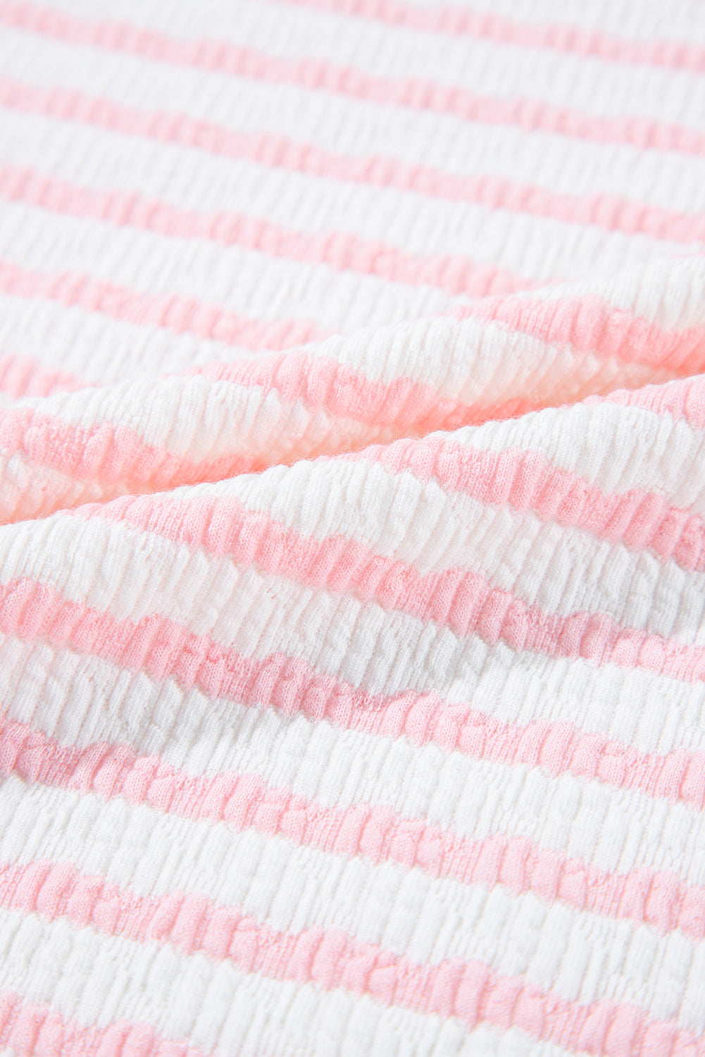 Pink Stripe Knitted Short Sleeve Top and Drawstring Shorts Set Short Sets JT's Designer Fashion